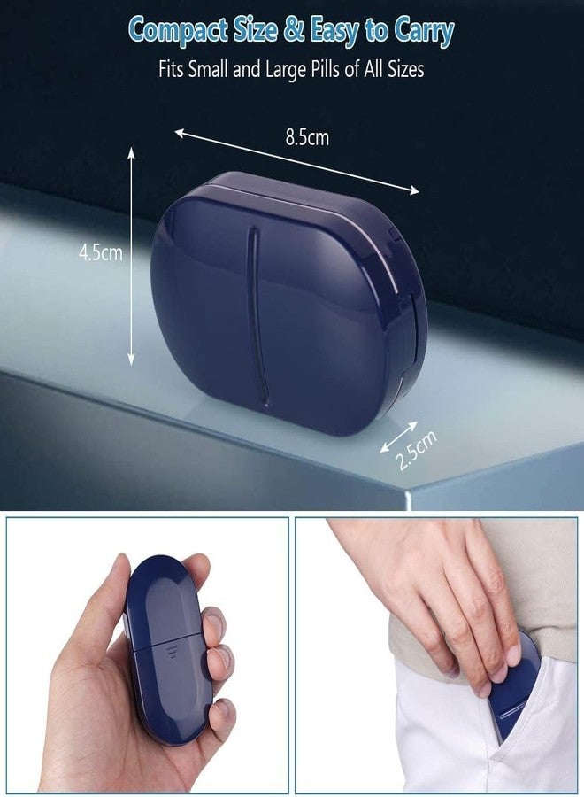 Kyraton Portable Pill Box Tablets Cutter - 2-in-1 Pill storage Organizer and pill cutter for Small & Large Tablets - Compact Pill Storage for Daily Use, Travel, Pocket or Purse (Blue) - Image 3